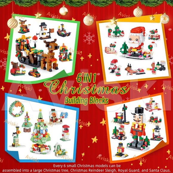 Christmas Advent Calendar 2024, Kids 6 in 1 Building Blocks, 24 Days Countdown - Picture 2 of 6